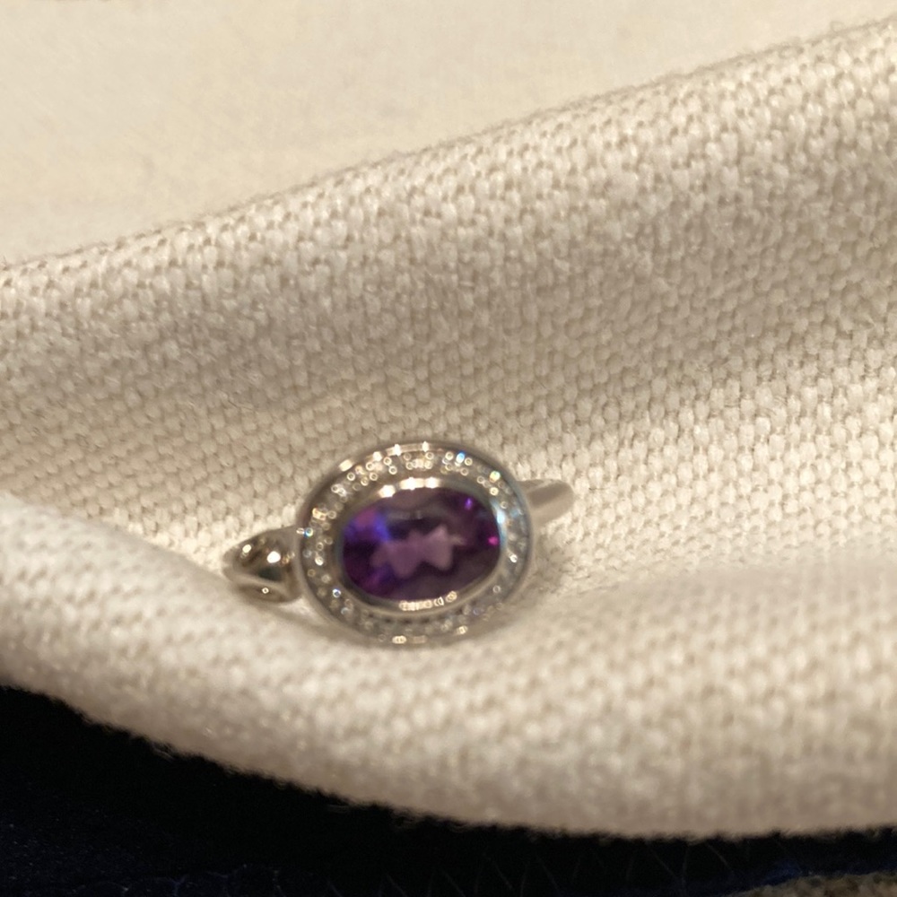 Di Modolo ring, amethyst and diamonds, sterling, size 6.5